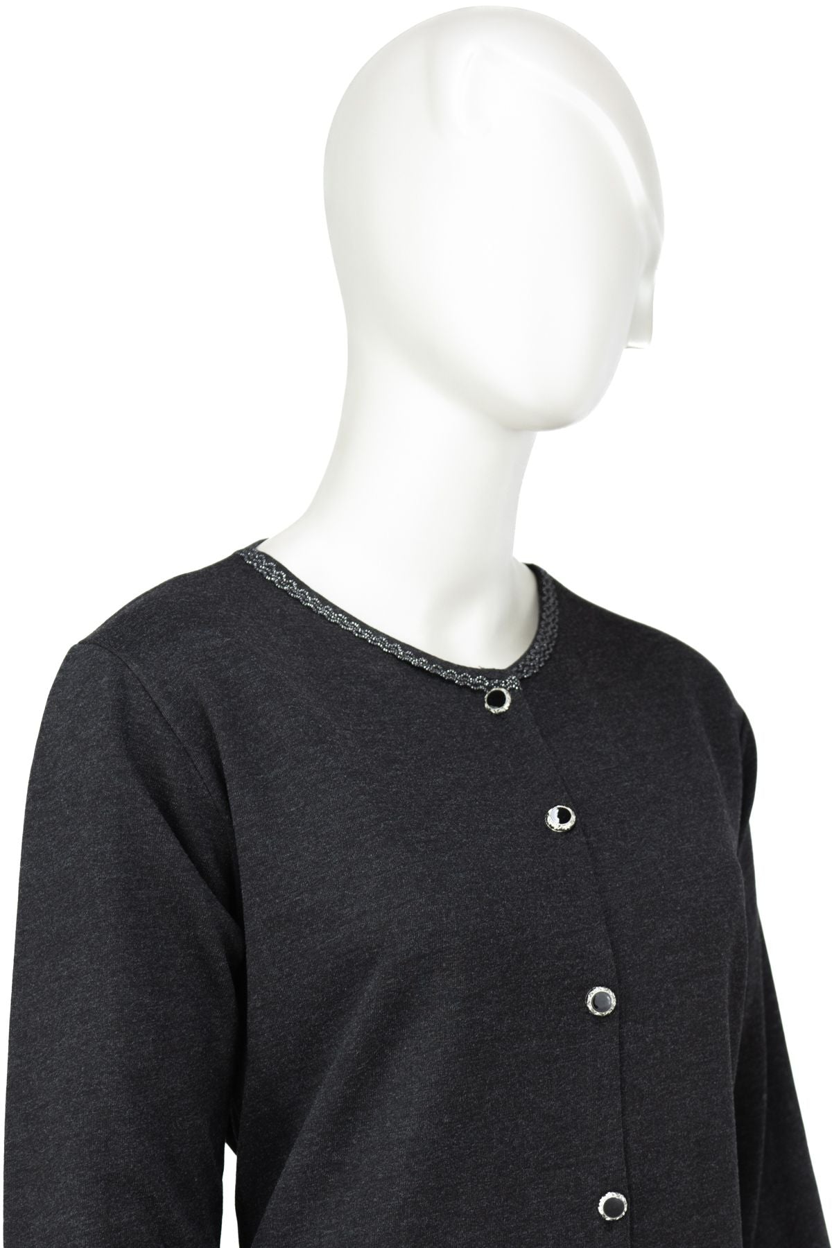 Kadın Kışlık Anne Uzun Hırka Ecrin Örme Önü Düğmeli Cepli Likralı Bisiklet Yaka Göl Model